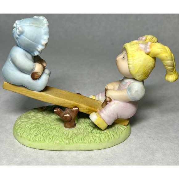 Vinatge Cabbage Kids Porcelain Teeter Totter See Saw Figurine 1984 Signed - Picture 5 of 5